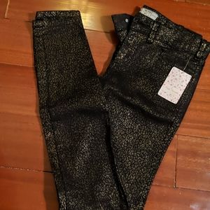 Free People metallic cheetah jeans
